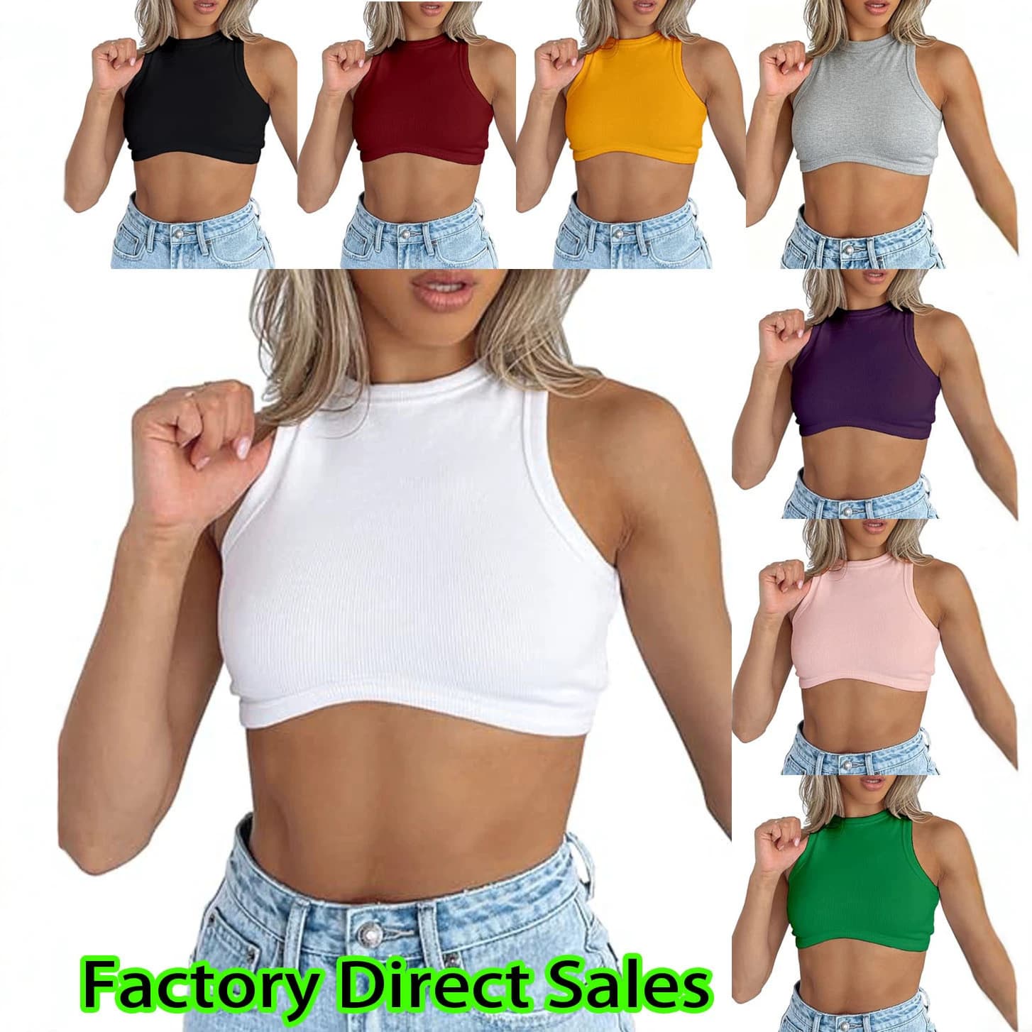[Best Seller in Europe & US] Racerback Ribbed Camisole Tank Top for Women Summer Outdoor Sexy Sleeveless Top