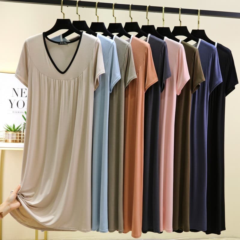 Modal Nightgown Women's Summer Loose Home Skirt, Can Be Worn Outside Pajamas, Plus Size Chubby Girl Dress 200kg