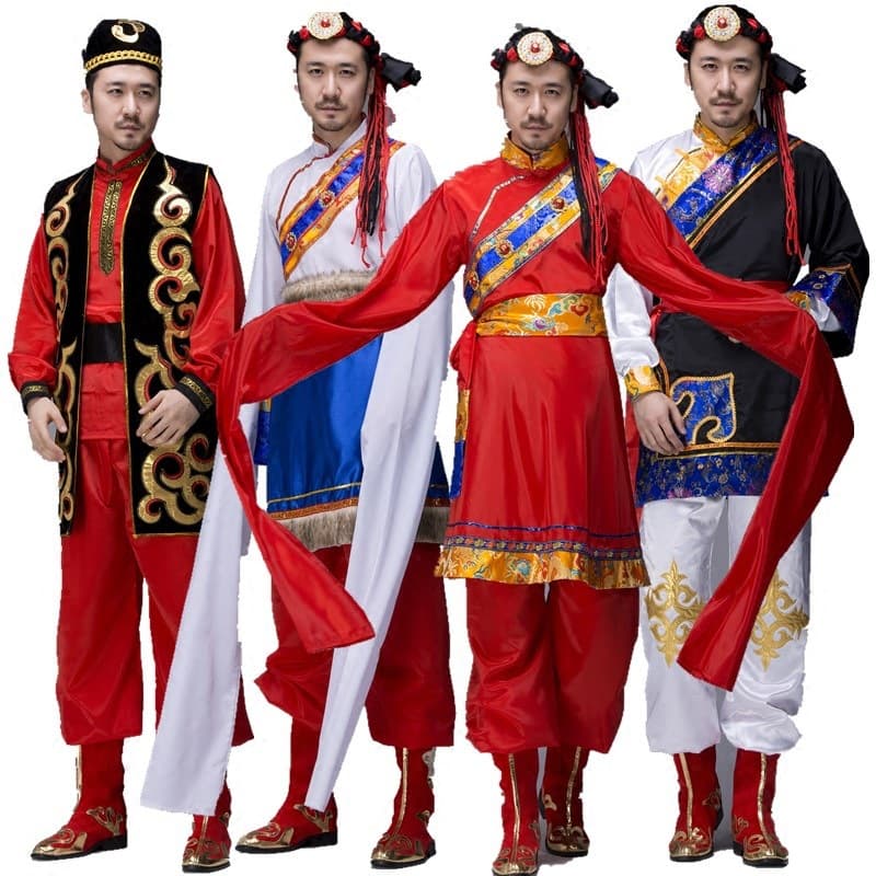 New 56 Ethnic Minorities Mongolian Tibetan Uyghur Yi Ethnic Performance Costume Wrestling Suit Men