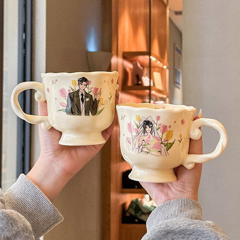 Wedding Gift for Bride and Groom, Engagement Couple Mug Set, Niche High-End Couple Cups Gift Box, Bridesmaid and Groomsmen Gift