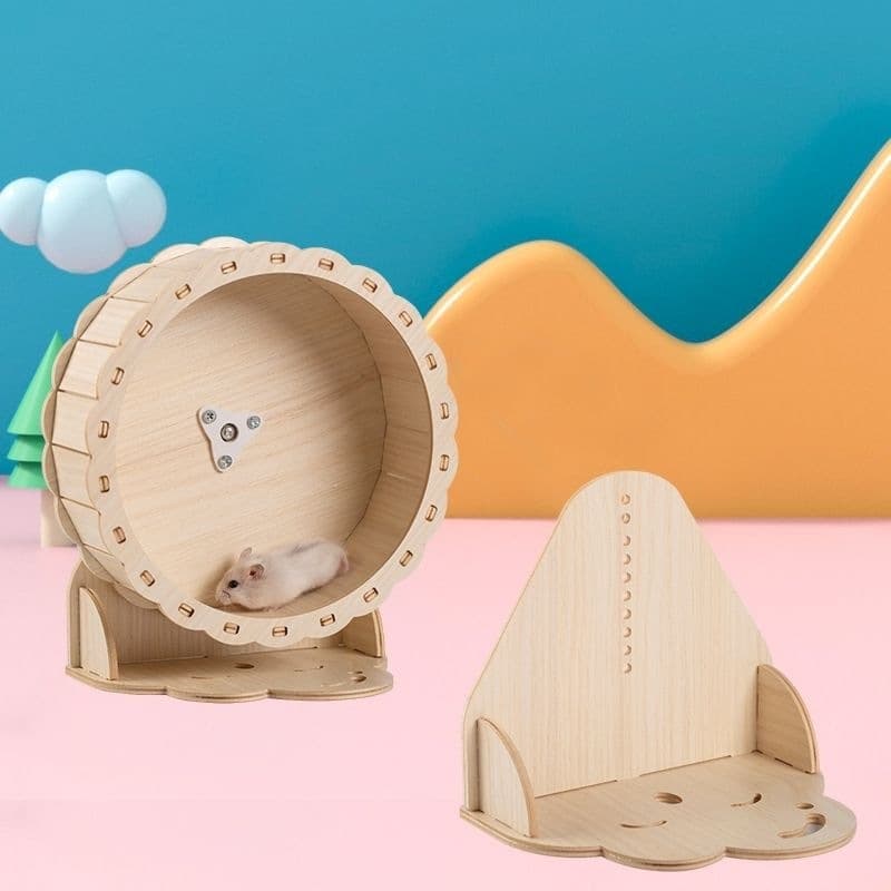 Wooden Sunflower Running Wheel for Hamsters, Silent Spinning Wheel, Golden Hamster Treadmill, Small Pet Treadmill Toy, Assembly Model