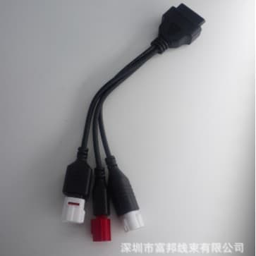 Motorcycle Connector Cable OBDII-16P Male to 4P_3P_6P Female, L=300mm Motorbike Wiring Harness