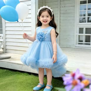 European and American Girls Dress Summer 2026 New Fashionable Children's Birthday Baby First Birthday Party Princess Dress Tutu Skirt