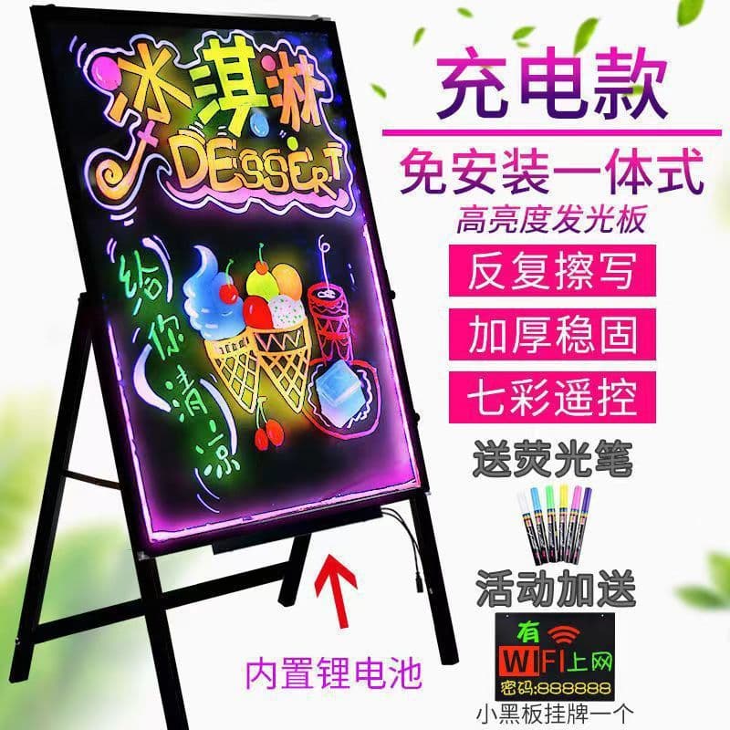 Fluorescent board advertising sign LED shop night market stall promotional panel luminous advertising board store display shopfront blackboard