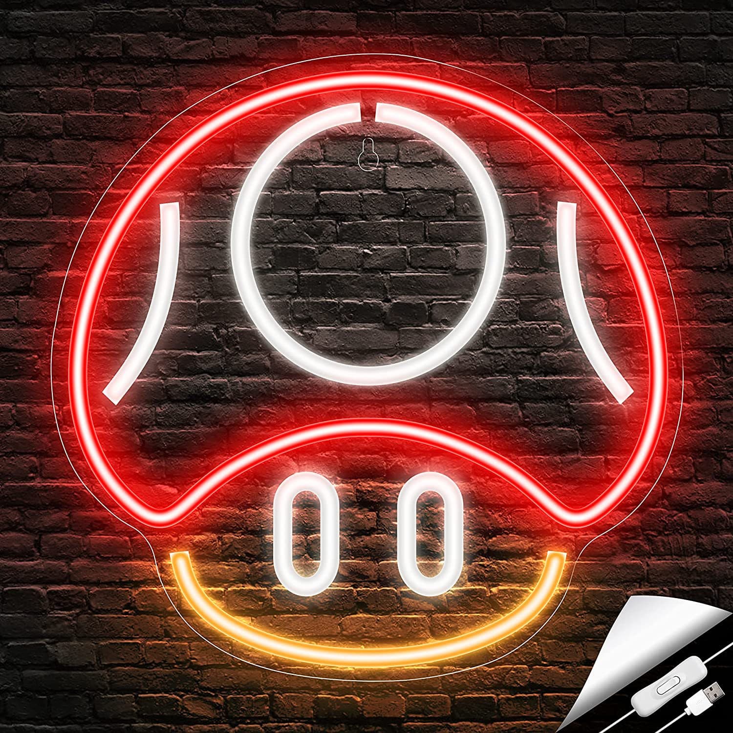 Cross-border game neon sign, mushroom neon sign for game room decoration, children's room decor