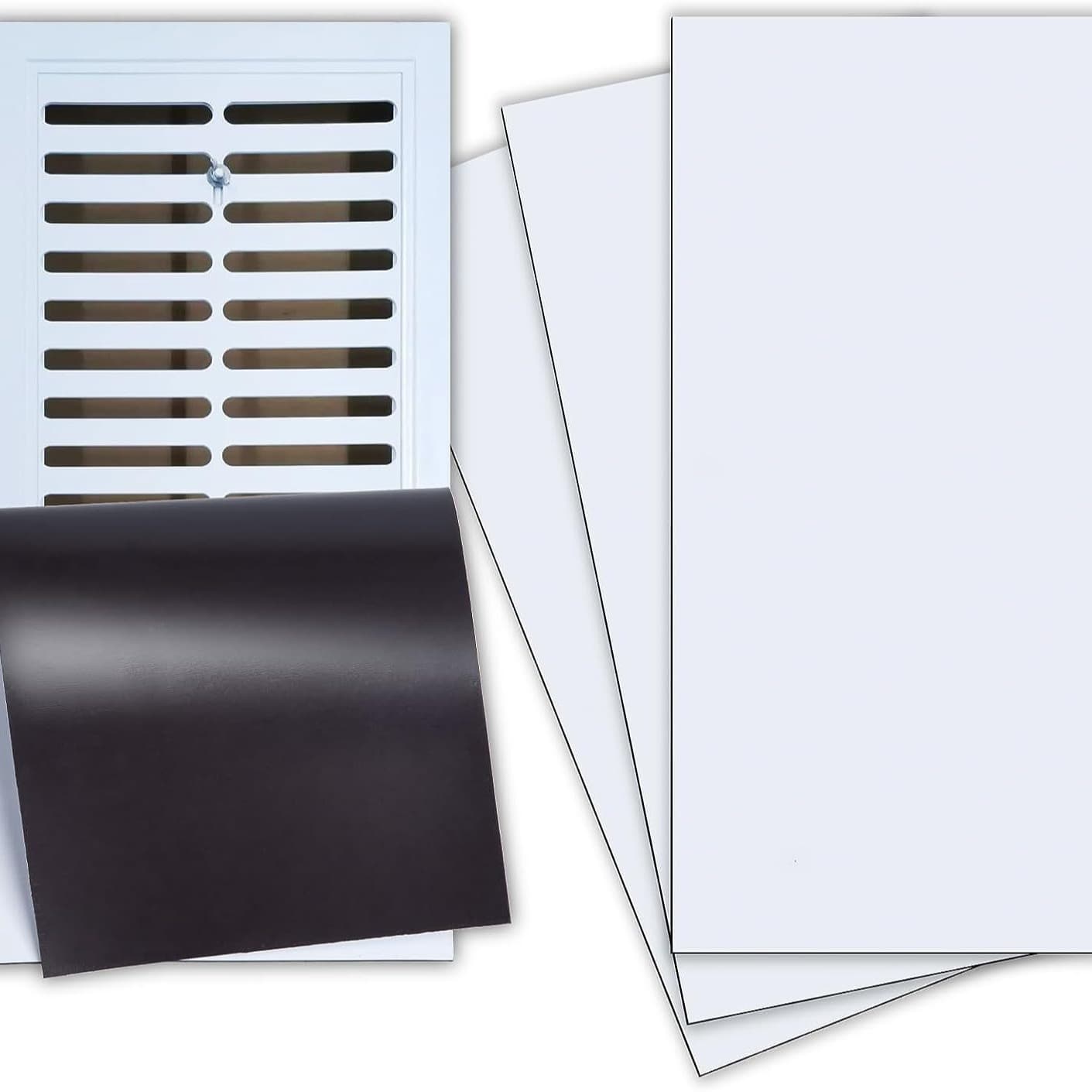 White Magnetic Vent Cover 5.5*12 Inches, Suitable for Floor and Wall AC Vents, Trimmable