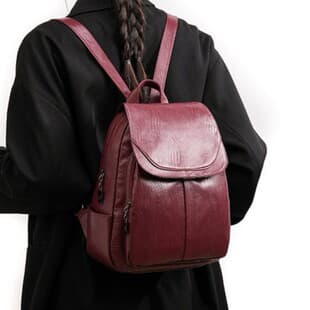 Cross-border Women's Backpack Soft Leather Commuter High-end Fashion Versatile Solid Color Simple Travel Small Backpack