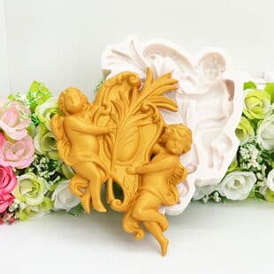 Vintage Relief Crystal Resin Mold DIY Polymer Clay Relief Angel Pattern Lace Cake Silicone Mold