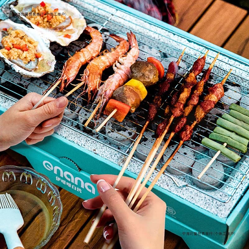 Disposable BBQ Grill for Outdoor Picnics, Smokeless Home Charcoal Oven, Camping Grill with Charcoal Roaster for Indoor Use