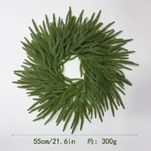 Cross-border Christmas Wreath, Soft Touch Rubber Norfolk Pine, Artificial Pine Needle Branches Wreath Decoration Door Hanging Wall Hanging Wholesale