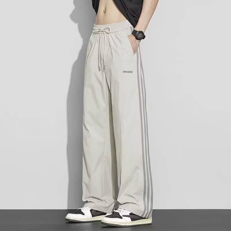 Men's Quick-Dry Summer Casual Pants, Loose Trendy Straight-Leg Hong Kong Style Draped Elastic Trousers