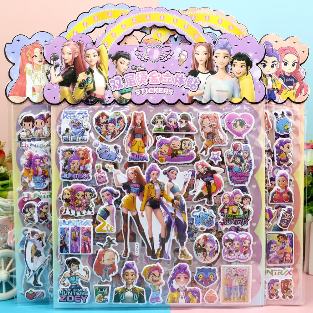 Kpop Girl Group Merchandise Portable 3D Cartoon Sticker Set for Kids, Bubble Sticker Rewards, Cross-Border