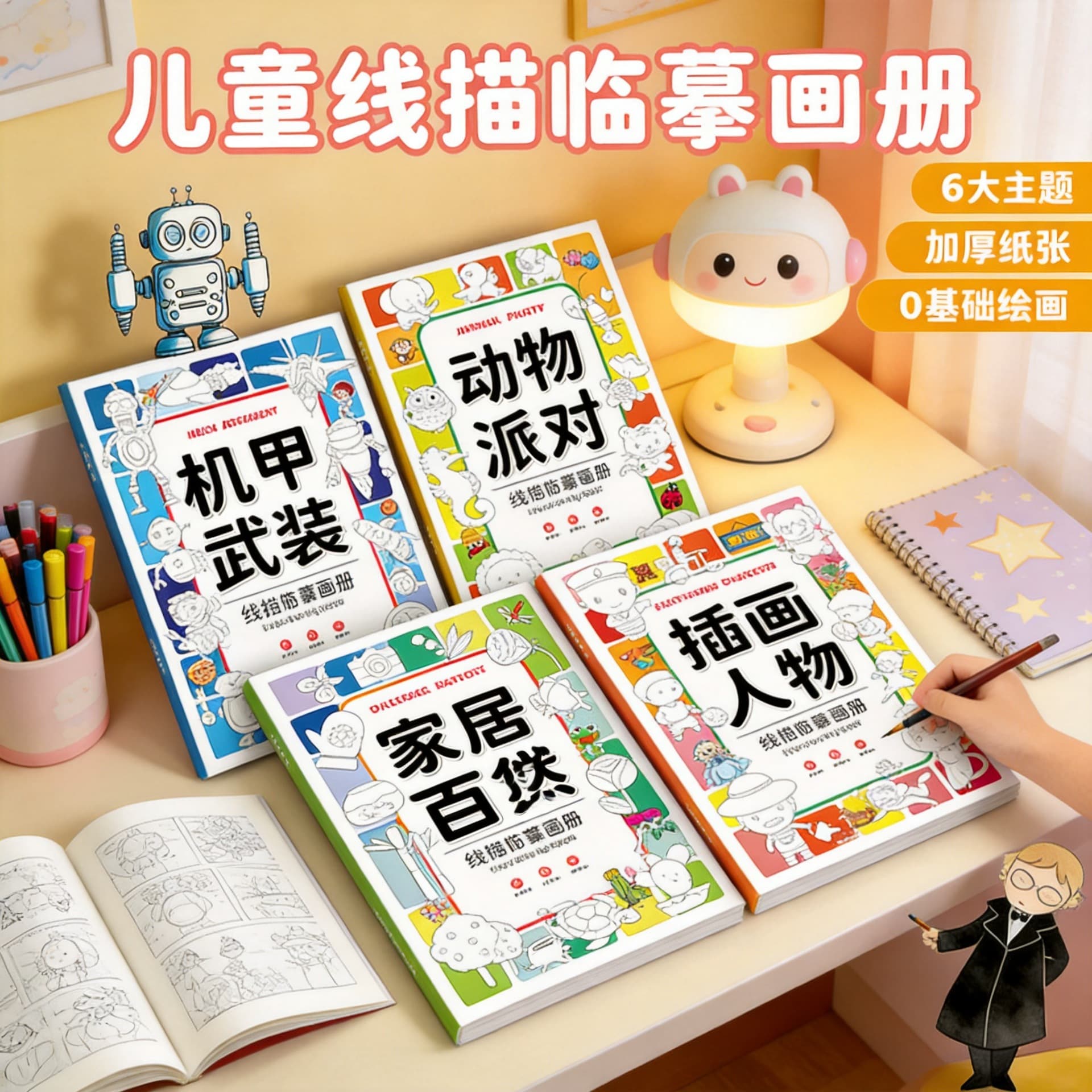 Children's Line Drawing Tracing & Coloring Book for Graffiti Practice, Simple Sketch Enlightenment Painting Book for Kindergarten