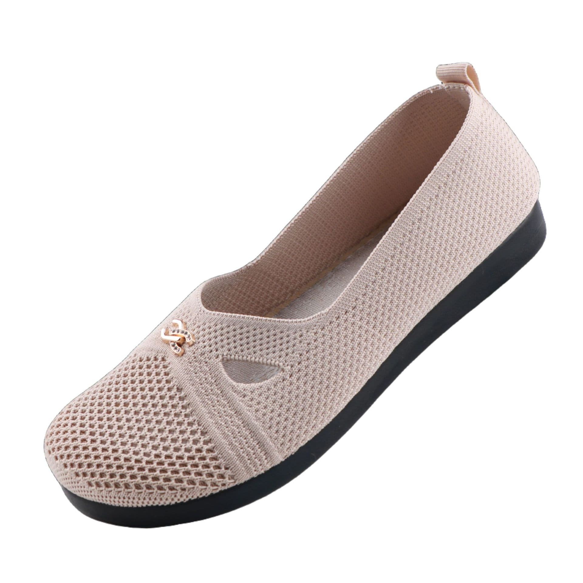 Summer Soft Sole Breathable Knit Women's Mesh Shoes Flat Heel Slip-On Old Beijing Cloth Shoes New Style Mother Shoes Flat Bottom