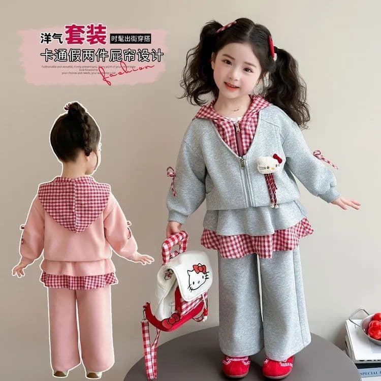 2026 New Girls' Spring Set, Super Cute Faux Two-Piece Outfit, Baby Girls' Spring/Autumn Skirt and Pants Two-Piece