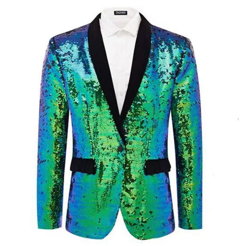 Sequined personality male singer dress performance gold suit jacket host nightclub DJ clothing photo studio suit man