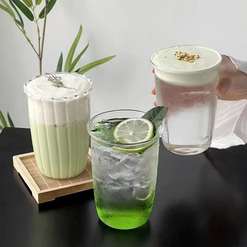 Transparent glass cup, high temperature resistant simple water cup, milk cup, drink cup, juice cup, iced American latte coffee cup