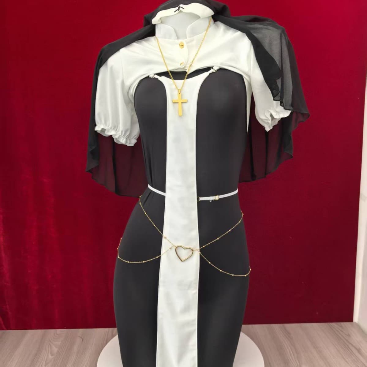 Plus Size Sexy Underwear Nuns Cosplay Role Play Uniform Temptation High Slit No Stripping Pure Desire Women's Costume