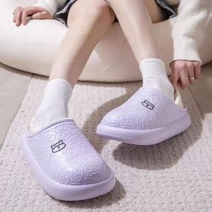 Women's Cotton Slippers Autumn Winter Home Warm Anti-Slip Postpartum Thick Sole Cartoon Fleece Slippers Men's Indoor