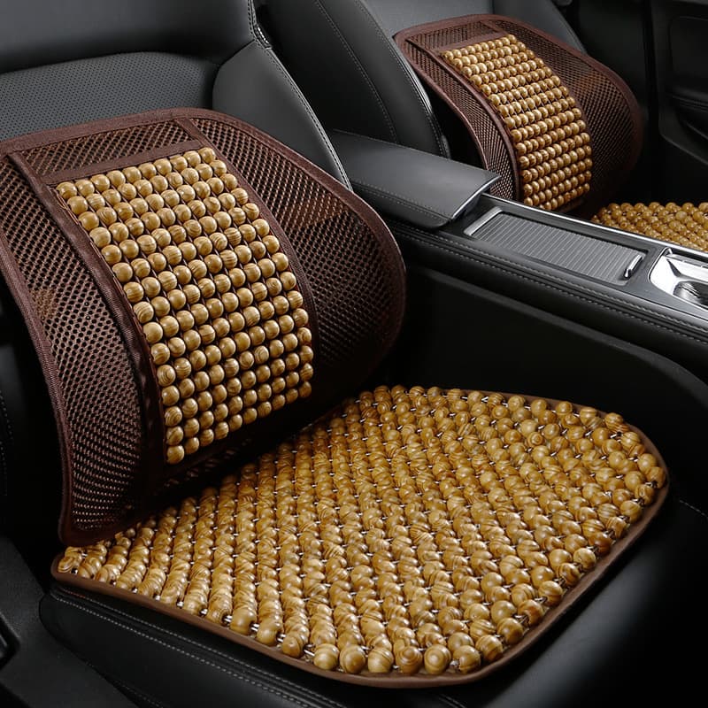Summer wooden bead seat cushion, car seat cushion, lumbar support, ventilation, breathable, massage, waist protection, office chair backrest cushion, lumbar pad