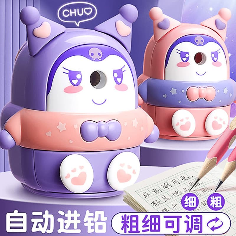 Kuromi Pencil Sharpener for Students, Hand-Crank Automatic Feed Pencil Sharpener, Durable Pencil Sharpener