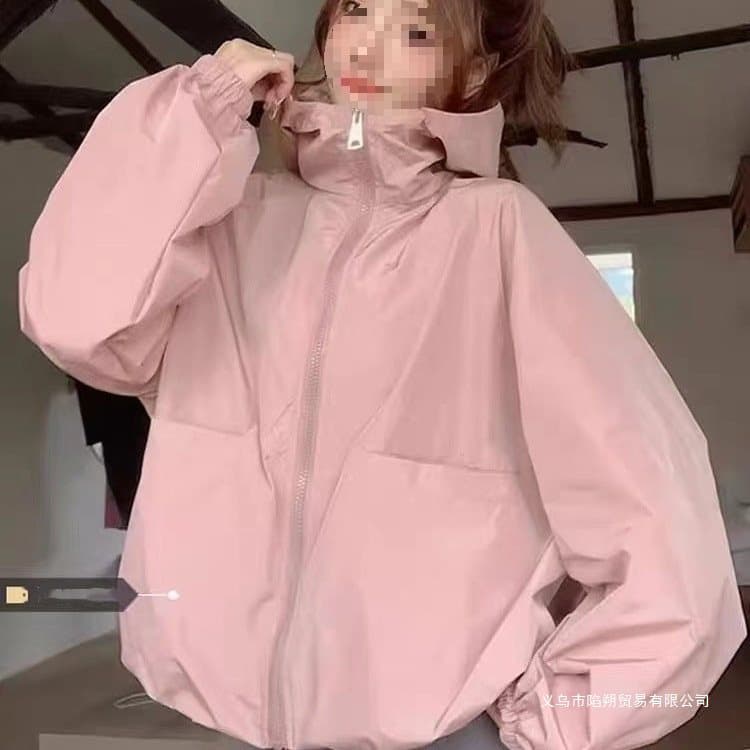 Pink Sun Protection Jacket Women's Summer 2025 New Arrival Design Sense Niche Petite Street-Style Hooded Top