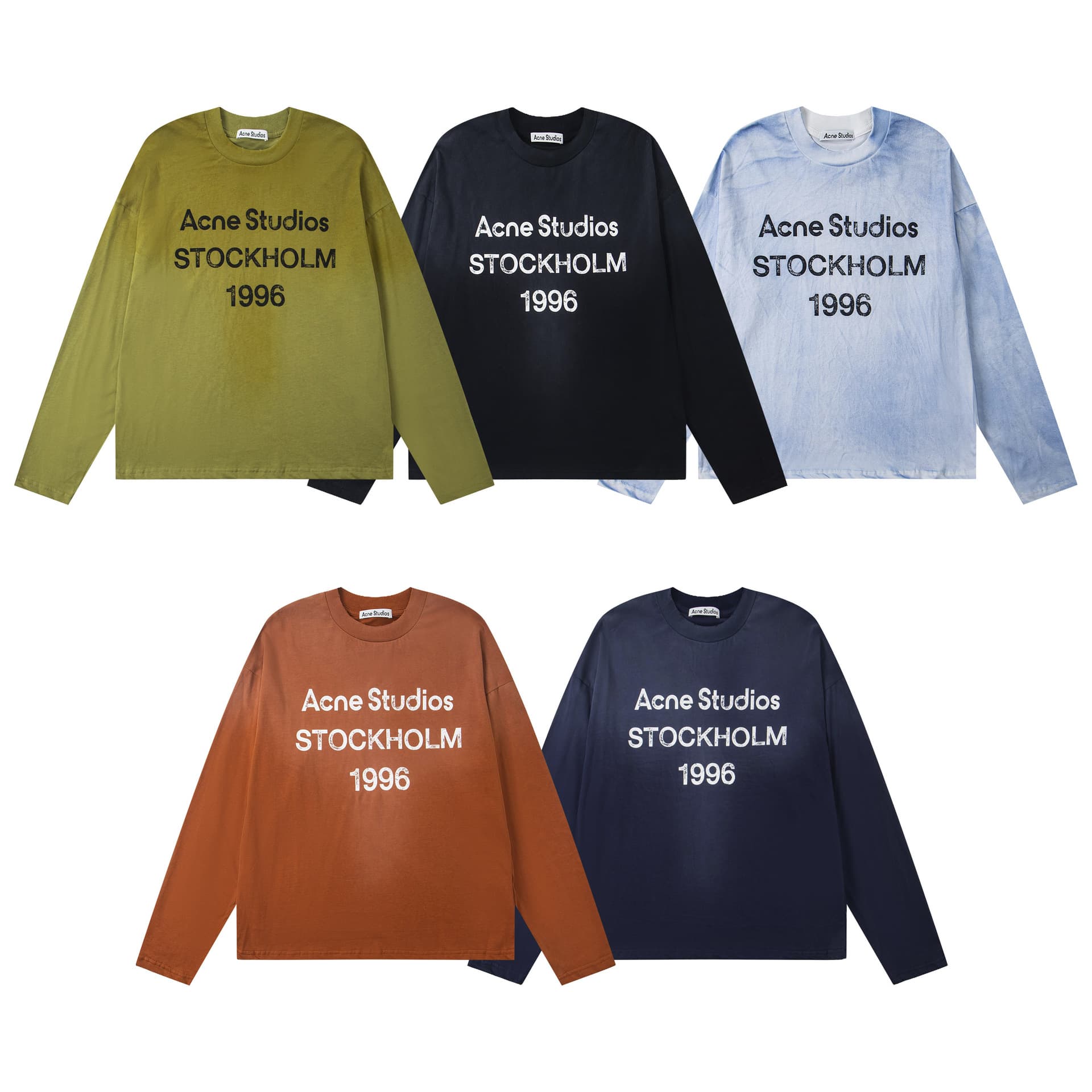 Cross-border 1996 Letter Print Washed Vintage Luxury Streetwear Loose Long Sleeve Couple T-Shirt