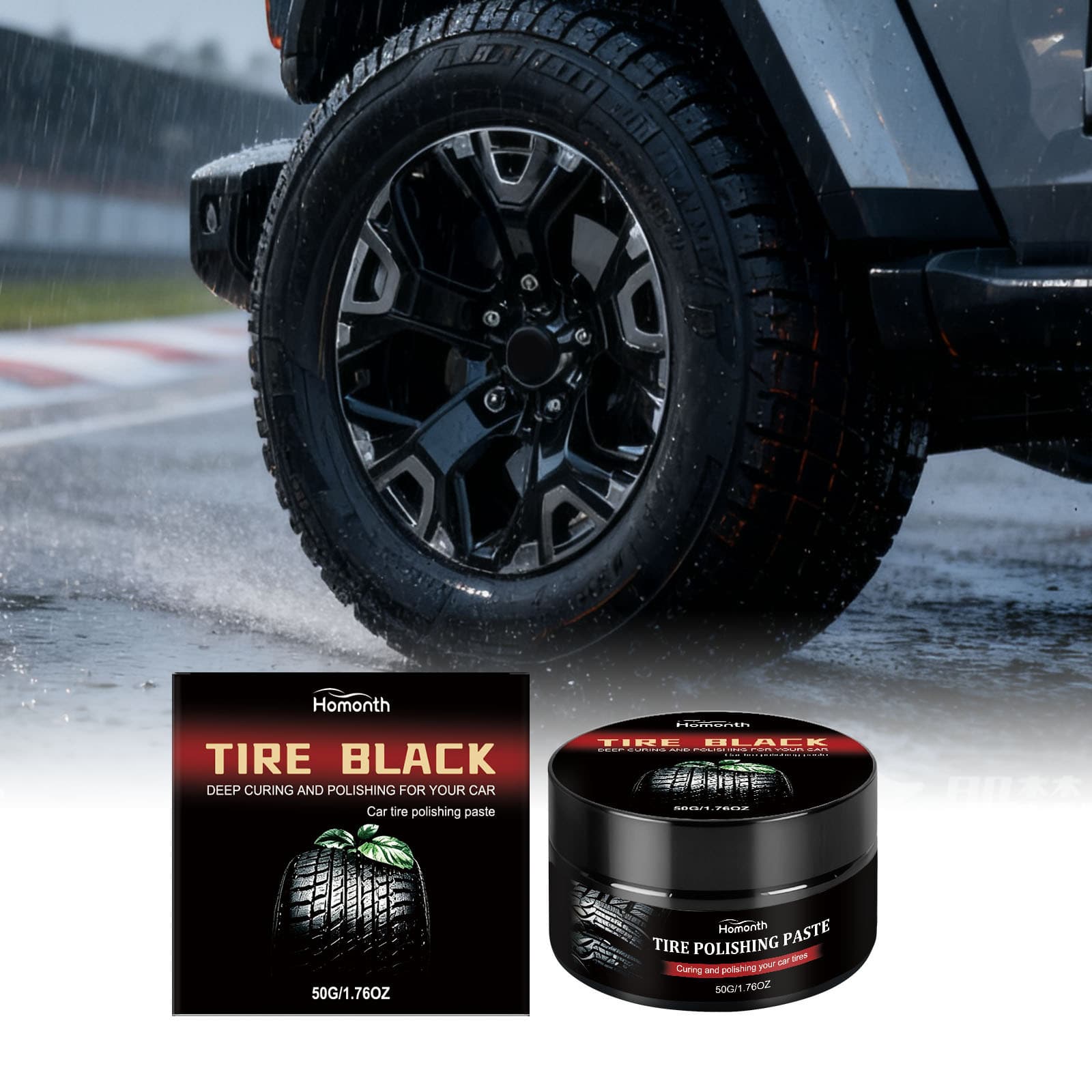 HOMONTH Car Tire Shine Dressing Waterproof Anti-Stain Restores and Brightens Tire Surface for Daily Car Tire Care