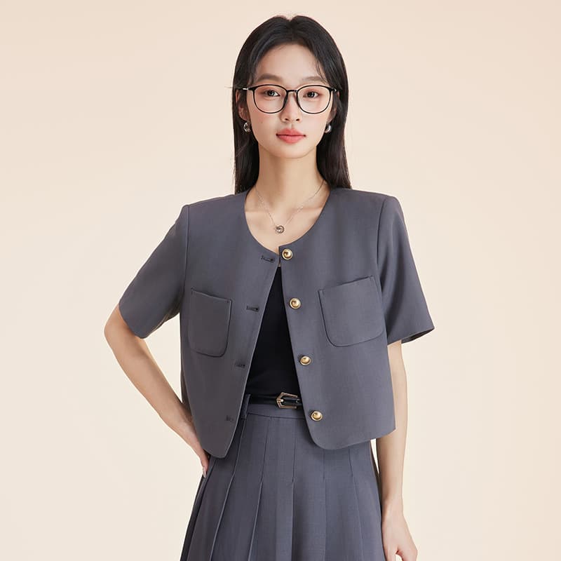 [College Student Interview Shirt] Women's Short Sleeve Suit Summer Suit Jacket Commuting Professional Formal Skirt