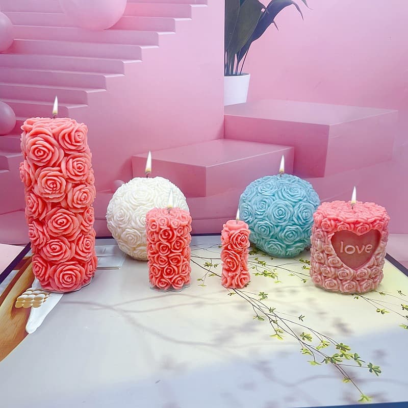 Best-selling Rose Pillar & Rose Ball Silicone Mold for DIY Cake, Chocolate Decoration, and Plaster Mold