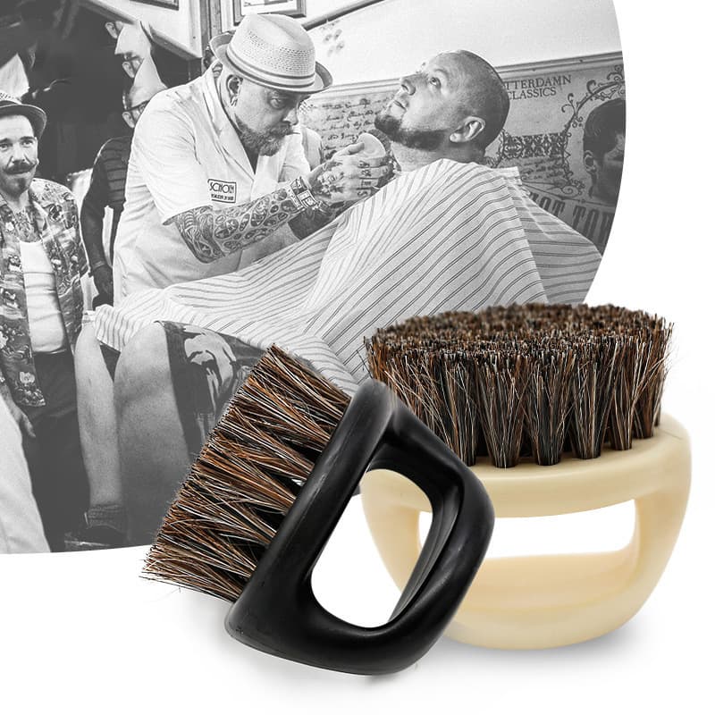 Wholesale Men's Beard Cleaning Hair Clippings Beard Brush Ring Neck Duster Care Styling Boar Bristle Brush Vintage Slicked Back Hair Brush