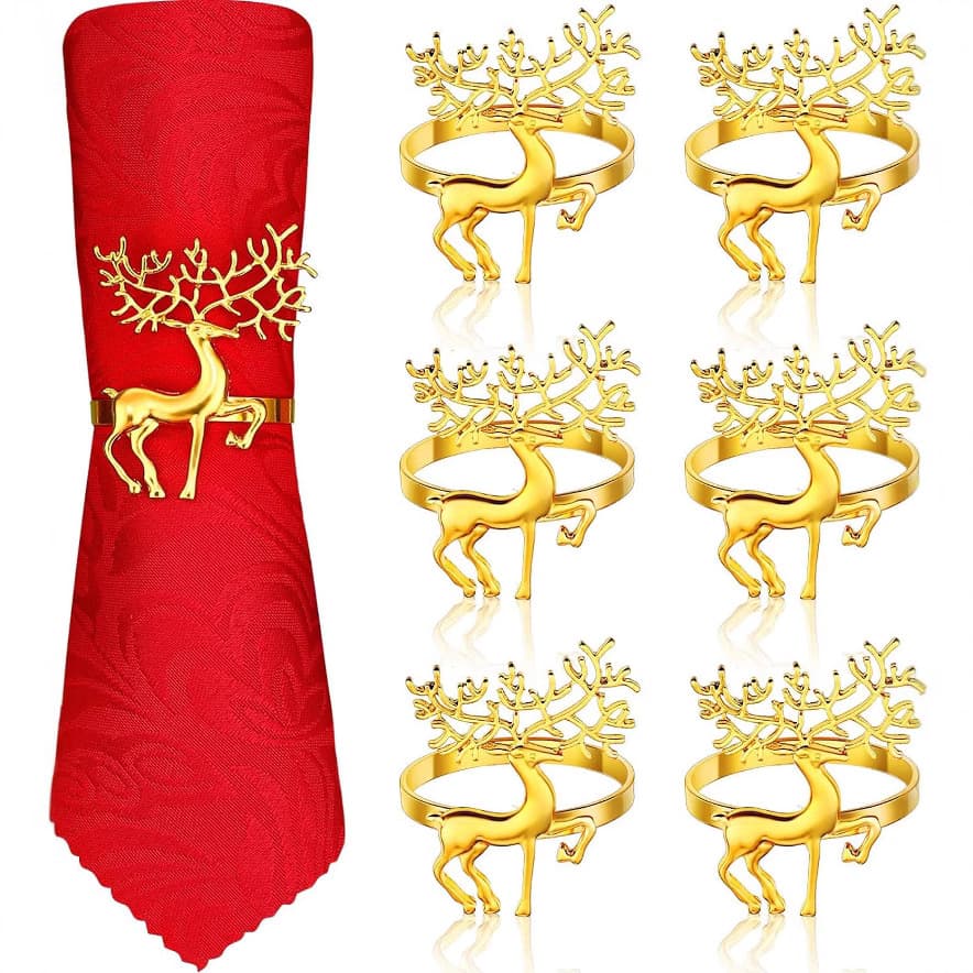 Christmas deer napkin ring, Amazon best-selling napkin ring, cloth buckle, hotel Western napkin buckle, table decoration supplies.