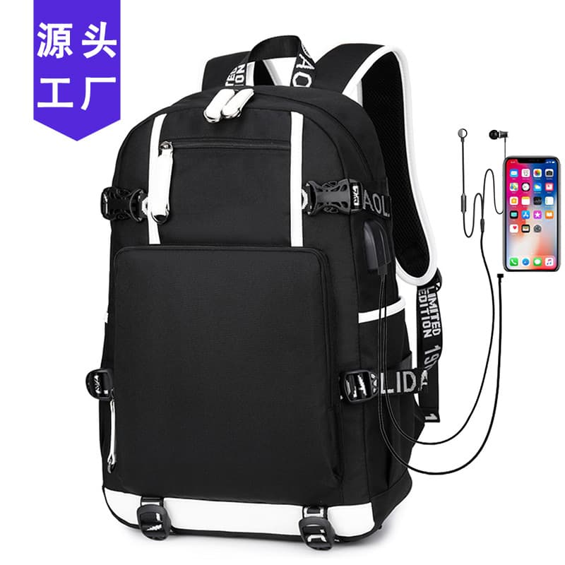 Printed pattern backpack, boy's school bag, female Oxford water-repellent computer bag, casual travel backpack, men's bag