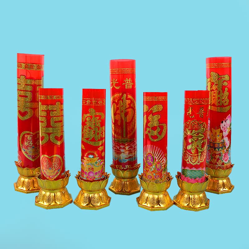 Processing Custom Candle with Plastic Base Worship Buddha Candle Ancestor Red Candle Household Wind-proof Red Candle