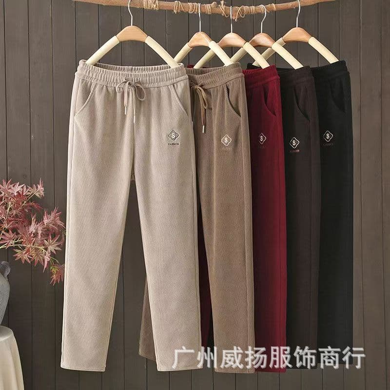 2025 Autumn/Winter Pants Middle-Aged and Elderly Women's Casual Pants Fashion Versatile Kapok Plus-Size Mom Women's Pants Factory Direct