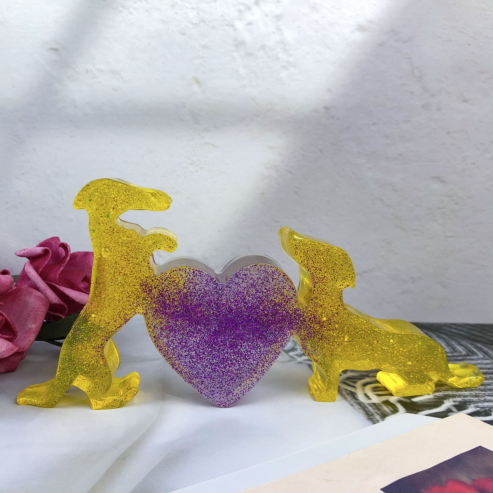 X0049 Love Dachshund Ornament Decoration Mold, DIY Silicone Mold for Ornaments
