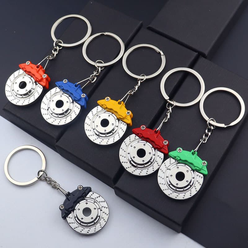 Custom Caliper Keychain Car Modified Brake Disc Keychain Pendant Metal Baked Paint Electroplated Key Chain Production