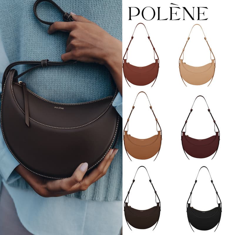 Cross-border new Polene crescent bag, Polene Numb smooth leather handbag crossbody bag, underarm bag, saddle bag