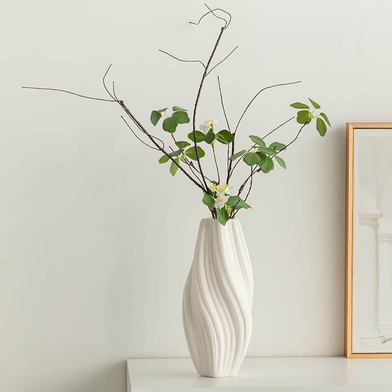 ReadTrip Nordic Creative White Ceramic Decorative Dry Flower Vase Artificial Flower Living Room Flower Arrangement Desktop Ornament Study Room Vessel
