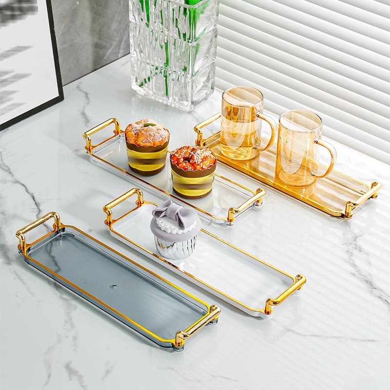 Nordic Plastic Tray Cup Holder Rectangular Plate Storage Jewelry KTV Hotel Water Cup Tableware Modern Minimalist