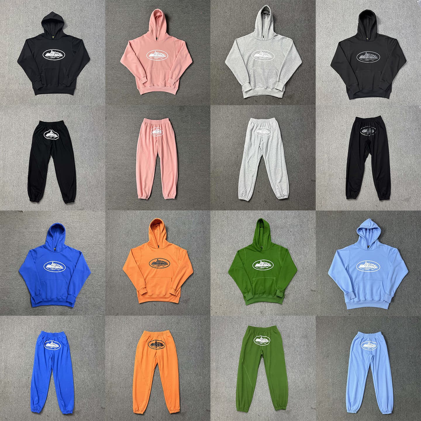 Corteiz Alcatraz American Sailing Ship Print Streetwear Hoodie Sweatshirt and Sweatpants Set Casual Unisex Trendy