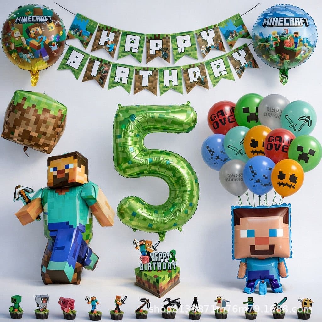 Roblox Aluminum Film Balloons Pixel Wars Minecraft Game Party Decoration Digital Birthday 61 Children's Day