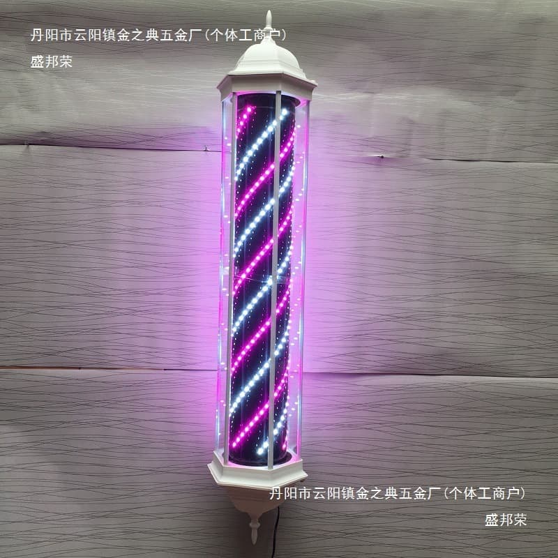 Beauty Salon Rotating LED Light Strip Barber Vintage Salon Sign Light Waterproof Outdoor Wall-Mounted Barber Shop Light Box