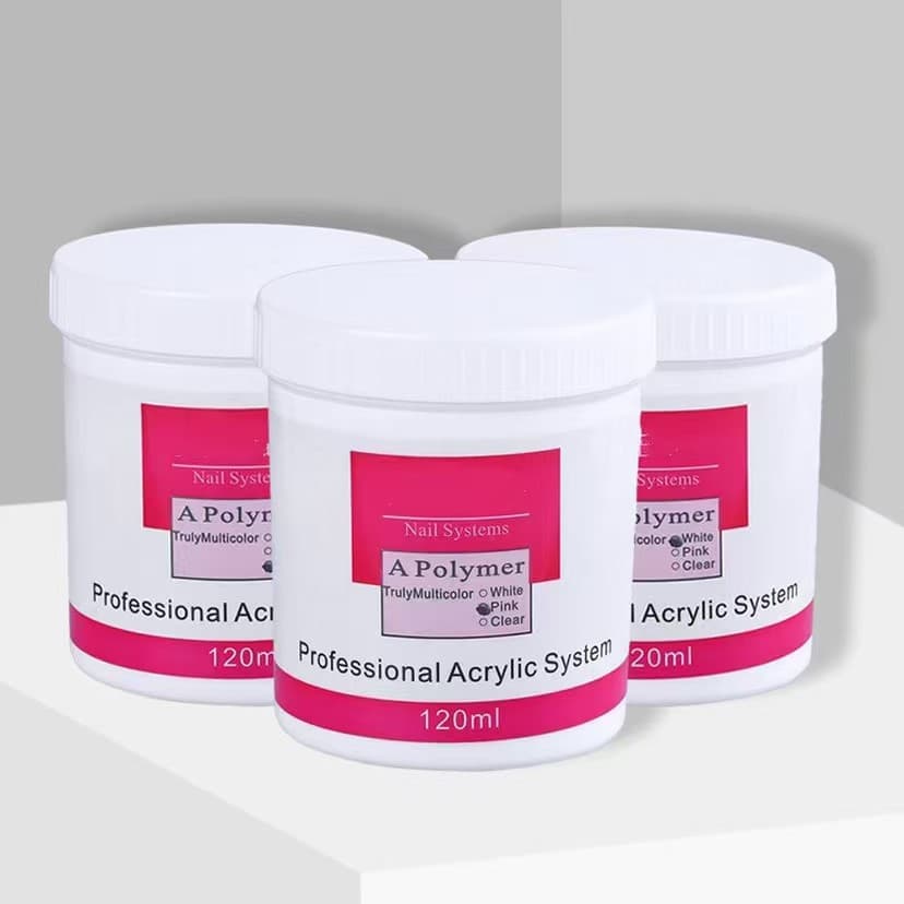 Nail Art 120ML Acrylic Powder for Nail Extension, Nail Supplies Pink White Transparent UV Gel Acrylic Carving Powder