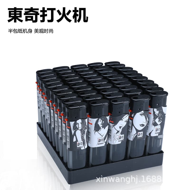 Factory Direct Supply Dongqi Lighter Semi-Wrapped Pattern Novel Disposable Plastic Wholesale Cigarette Lighting New Model
