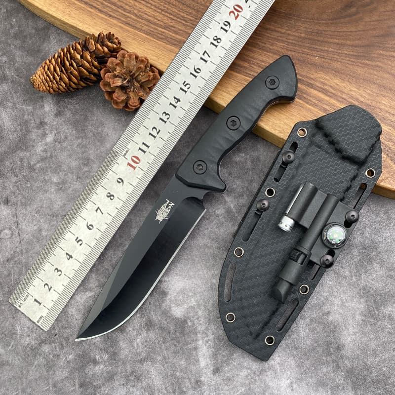 Cross-border High Hardness K-Sheath Straight Knife Outdoor Survival Knife Portable Small Knife Full Tang Tactical Straight Knife Multi-function Knife
