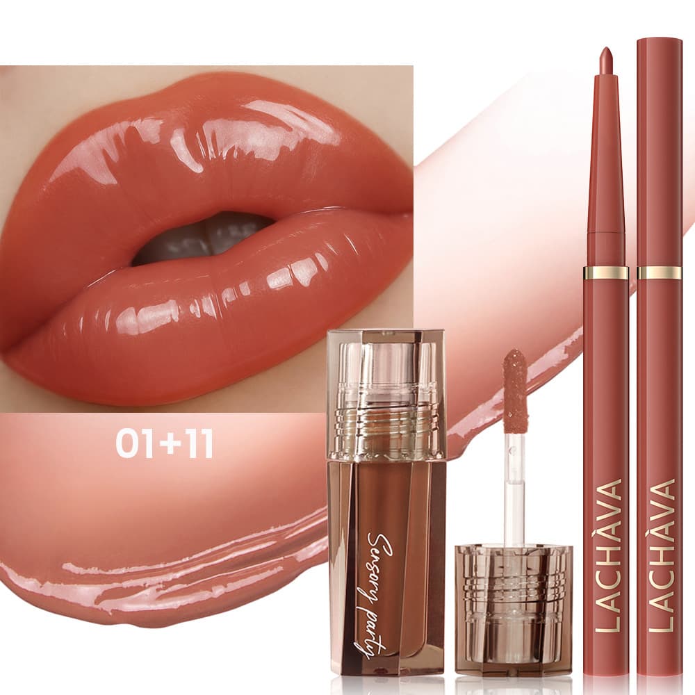 Cross-border Beauty LACHAVA Lip Liner Lipstick Lip Gloss Non-transfer, Plumping Natural Water-shine Non-transfer