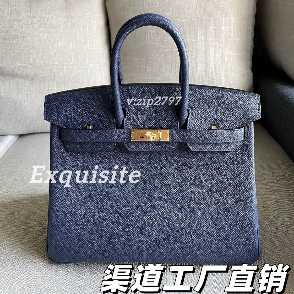 Exquisite Hand-Sewn 25/30 Togo Epsom Leather Sapphire Blue Handbag Birkin-Style Women's Bag