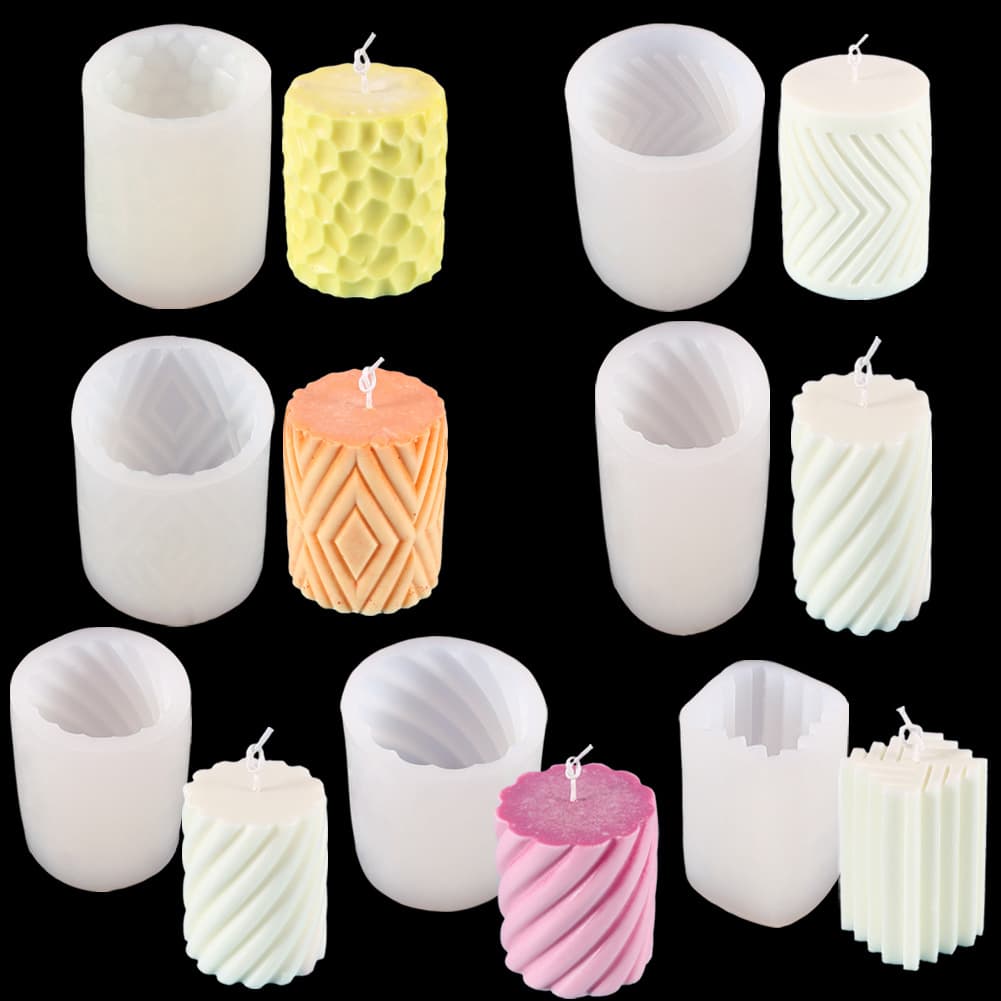 DIY Geometric Honeycomb Cylinder Candle Aroma Liquid Silicone Mold Home Decoration Aroma Plaster Resin Mold