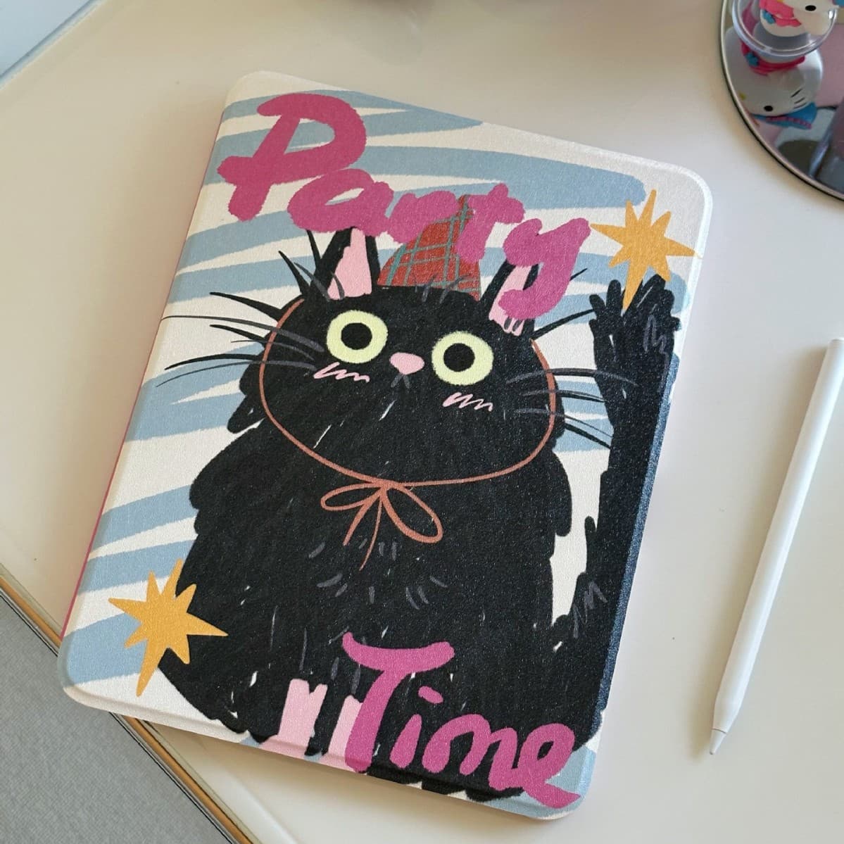 Compatible with iPad Pro 11-inch Hand-drawn Black Cat Case for iPad 6/7/8/9 Apple Mini Protective Cover
